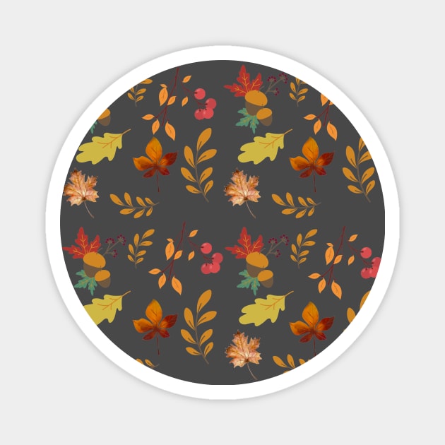 Fall Autumn Leaves Pattern Magnet by Valentin Cristescu